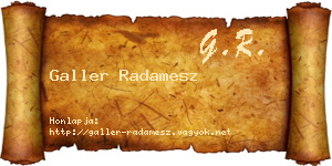 Galler Radamesz névjegykártya